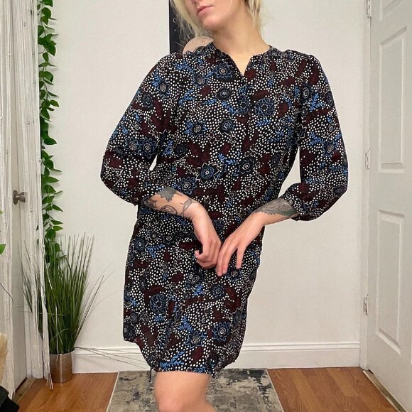 Rebecca Minkoff Knee Length Shirt Dress 3/4 Sleeve Size S Brown/Blue - Picture 3 of 7